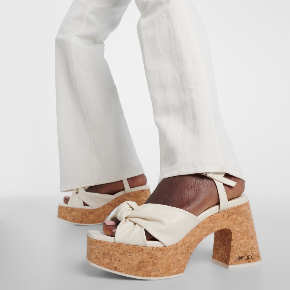 Jimmy Choo Cream Cork Platform Heels - Picture 9 of 12